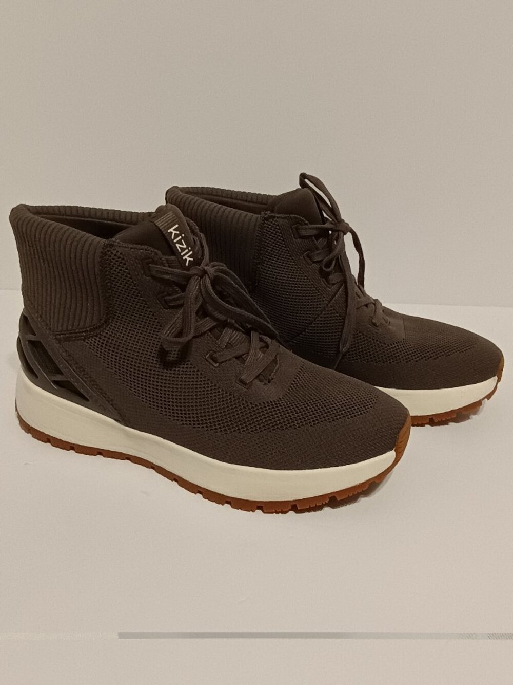 Kizik HandsFree Labs Knit High Top Sneakers Women's 9.5 Men's 8 Brown Slip-On